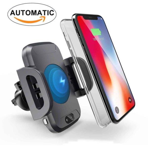 Automatic Wireless Car Charger Mount, Air Vent Car Mount Phone Holder, 10W Fast Wireless Charging for Samsung Galaxy S9 S8 S7 Edge, Note 8, Standard Charge for iPhone X, 8 Plus and Qi Enabled Devices