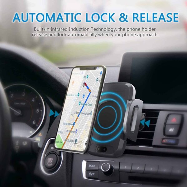 Automatic Wireless Car Charger Mount, Air Vent Car Mount Phone Holder, 10W Fast Wireless Charging for Samsung Galaxy S9 S8 S7 Edge, Note 8, Standard Charge for iPhone X, 8 Plus and Qi Enabled Devices - Image 3